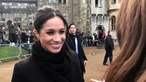 Meghan Markle and Prince Harry chatting with crowds at Cardiff Castle