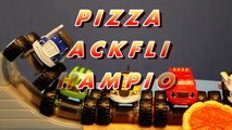 BLAZE AND THE MONSTER MACHINES Toys! PIZZA BACKFLIP CHAMPION Blaze Diecast Crusher Stripes Toys