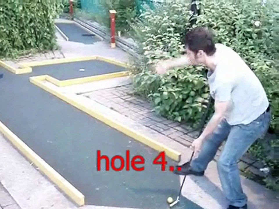 Mini putt hole 4 of 15 misses the hole in one