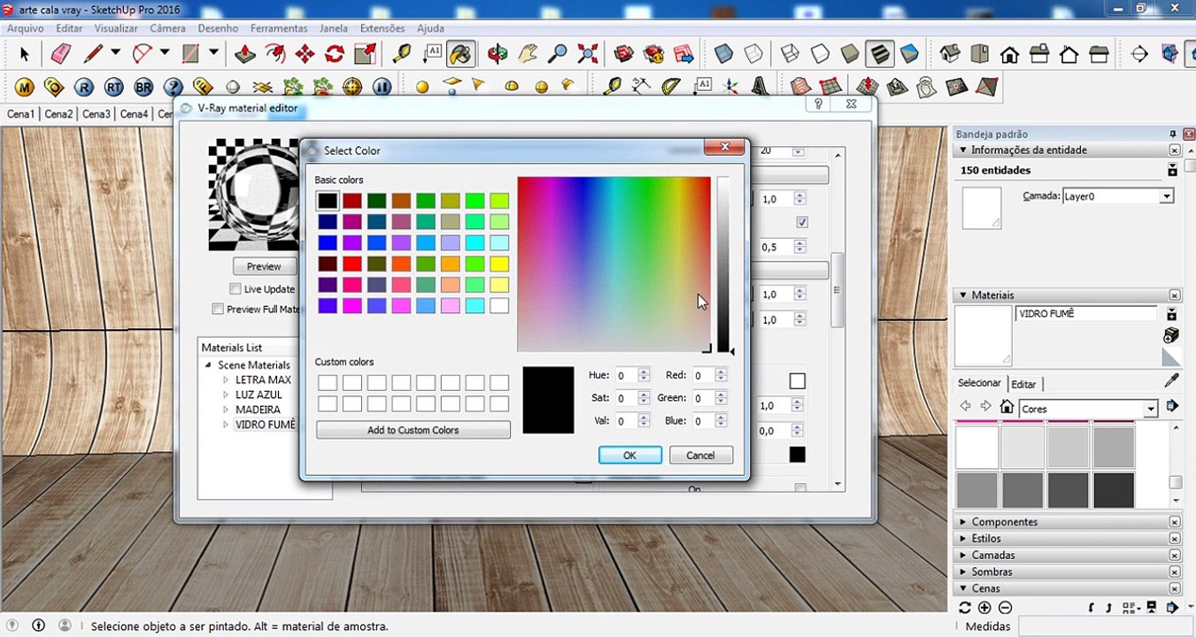 VRAY l COMO CRIAR  MATERIAL DE VIDRO FUMÊ SKETCHUP 2018 l TEXTURAS-REFLEXOS-ILUMINAÇÃO-TUTORIAL