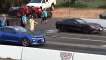 2017 Camaro 2ss vs C7 Corvette Stingray -drag race stock vs stock