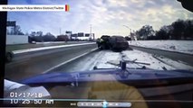 Dashcam Video Shows Tow Truck Driver Narrowly Escaping Injury In Car Crash