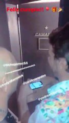 Pedro en el festejo del cumple de Carolina Papaleo en el teatro - 18 de Enero