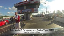 Tesla Model S Performance vs Dodge Viper SRT10 Drag Racing 1/4 Mile