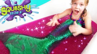 SQUISHY SLIME MERMAID BATH - Pink Goo Jello Bath with Dora, MLP and Doc McStuffins TOYS - Gelli Baff