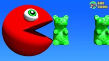 Learn Colors With 3D GUMMY BEARS JELLY BEANS And PACMAN