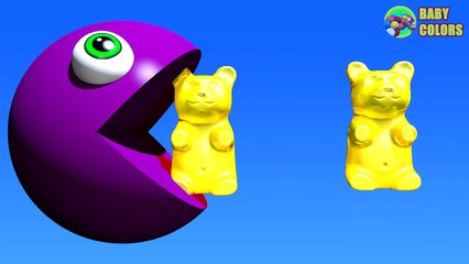 Скачать видео: Learn Colors With 3D GUMMY BEARS JELLY BEANS And PACMAN For