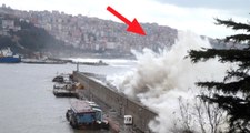 Zonguldak'ta Fırtına Kabusu! Dalgaların Boyu 15 Metreyi Buldu, İş Yerleri Zarar Gördü