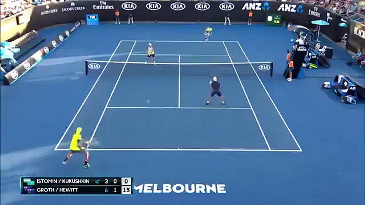 Tennis - La balle de Denis Istomin touche le poteau avant de rentrer dans le court !