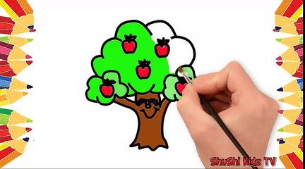 Baby learn draw and color how to draw trees