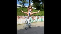 Seriez-vous capable de faire ce qu'elle fait avec un vélo ?