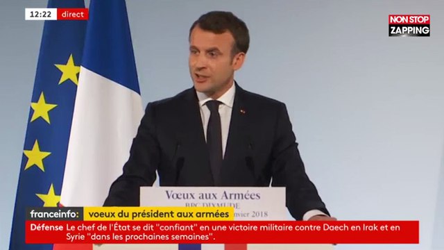 Emmanuel Macron ironise sur une ampoule qui explose lors d'un discours (vidéo)