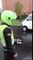 Policía en Madrid, Cundinamarca amarra perro a una moto