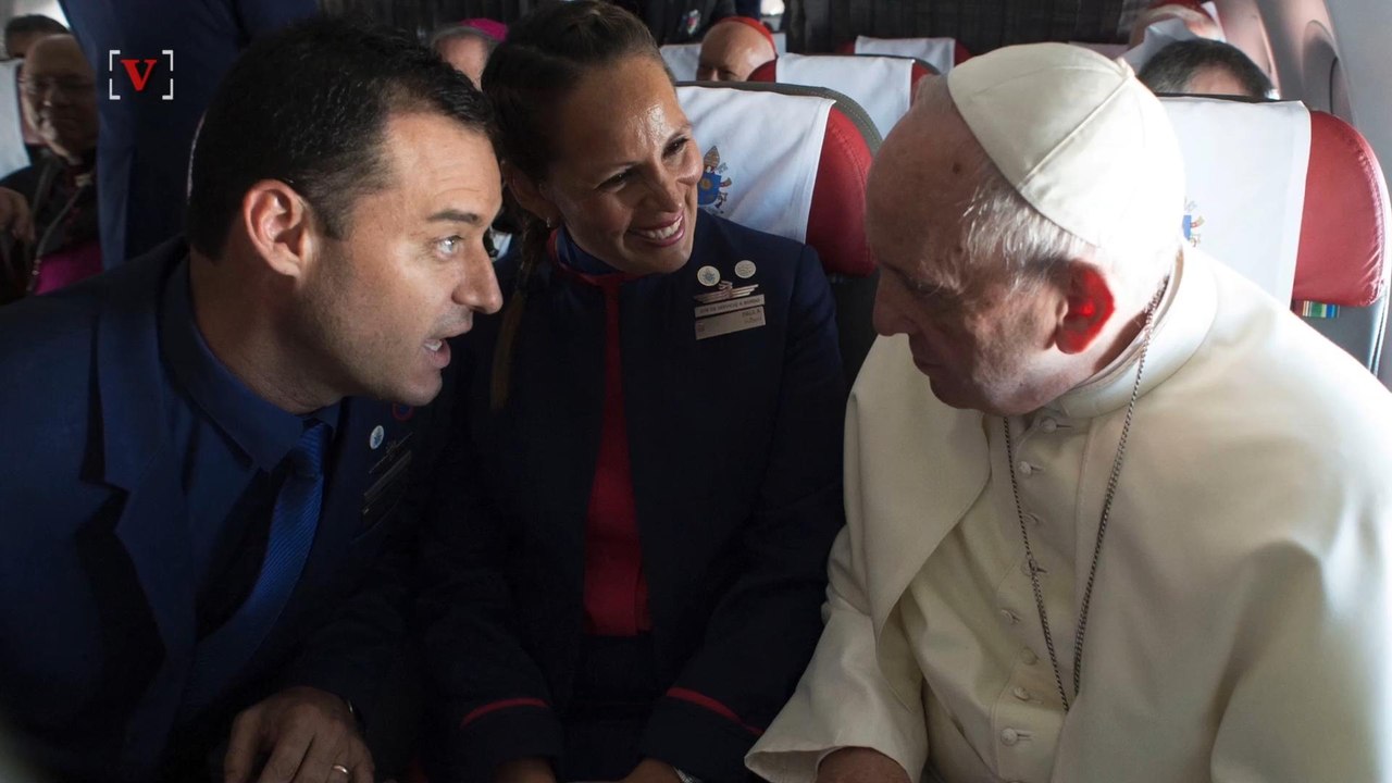 Pope in a Historic First, Marries Flight Attendant Couple Mid-Flight