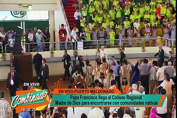 Francisco en el Perú: Así fue el curioso ingreso al coliseo de Madre de Dios en ‘mini papamóvil’