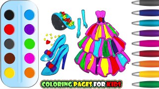 Coloring Pages PRETTY DRESS for Kids & Drawing for children | How to color by COLORING KIDS TV