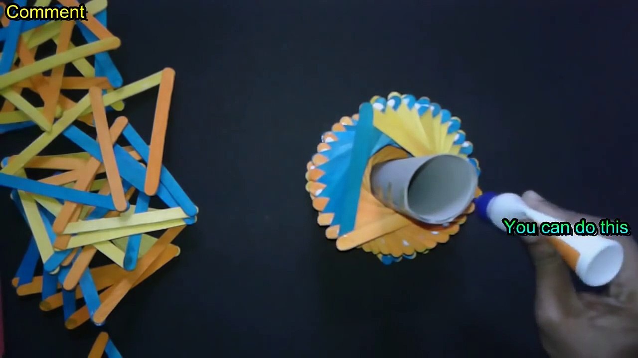 How To Make Popsicle Stick Flower Vase Easy || Diy Popsicle Stick Crafts Ideas || You Can Do This