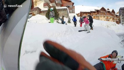 Walking off the ski slope FAIL