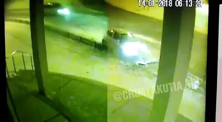 car accident. slippery road