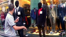 Men dress up as mannequins to play scary prank on passers-by