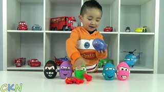 Play Doh Disney Cars Toys Surprise Kinder Eggs Opening Lightning McQueen CKN Toys