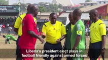 Liberia's president-elect plays football friendly