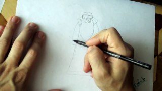 Как рисовать деда мороза черно белый рисунок,бумага формата А4 карандаш