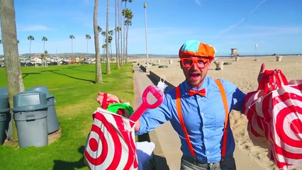 Blippi on the Beach with Sand Toys _ Learning Colors for Children