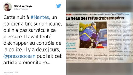 Un homme tué lors d'un contrôle de police à Nantes.