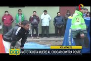 Mototaxista muere tras chocarse con poste de alumbrado público en Ate Vitarte