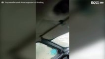D'énormes grêlons détruisent une voiture en Russie