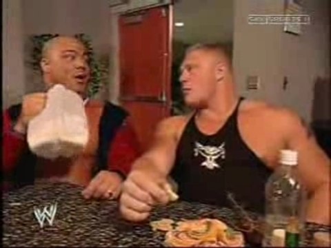 Brock Lesnar and Kurt Angle Backstage