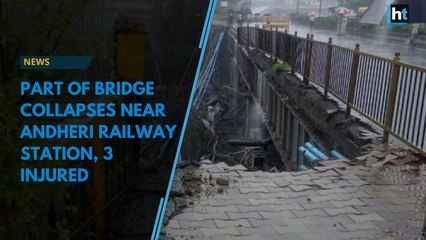 Tải video: Part of bridge collapses near Andheri railway station, 3 injured