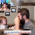 This baby really doesn't like her dad's new look! 