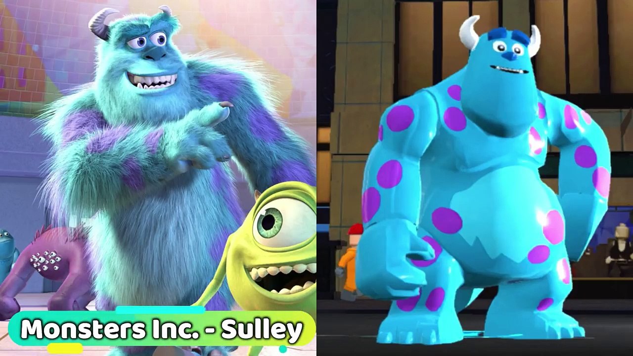 Lego The Incredibles videogame - All Pixar Characters side by side! (Movies VS Lego)