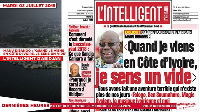 Le Titrologue du 03 Juillet 2018 : Manu Dibango, Quand je viens en Côte d’Ivoire, je sens un vide