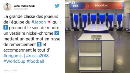 Coupe du monde 2018. Belgique - Japon : le geste de classe des Japonais après le match.