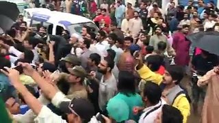 Imran Khan on the roads of Lahore in rain