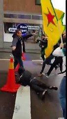 A group of leftists attacking one lonly nationalist in Sweden