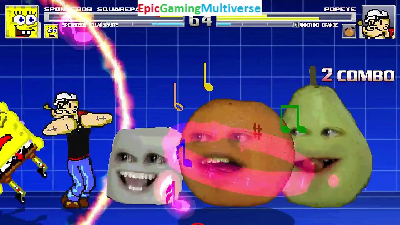 SpongeBob SquarePants And SpongeBob VS Popeye And Annoying Orange In A MUGEN Match / Battle