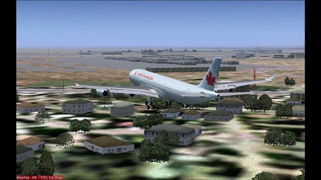 FS2004 HD Airbus A340-313 Air Canada NC Landing