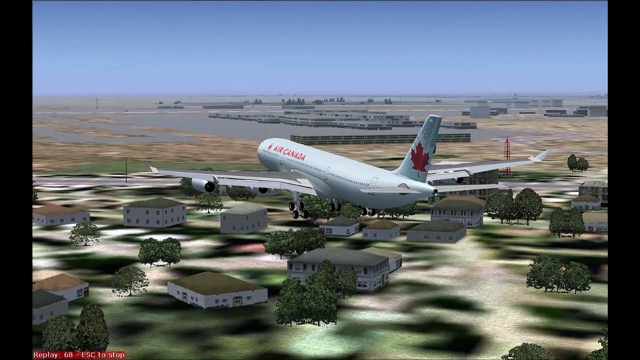 FS2004 HD Airbus A340-313 Air Canada NC Landing