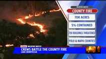 County Fire in Northern California Burns 70,000 Acres