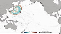 Desplazamiento olas tsunami Japón por el Océano Pacífico