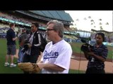 Freddie Roach Throws Out First Pitch At Dodger Stadium