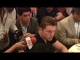 Saul Canelo Alvarez discusses Floyd Mayweather with a reporters round table