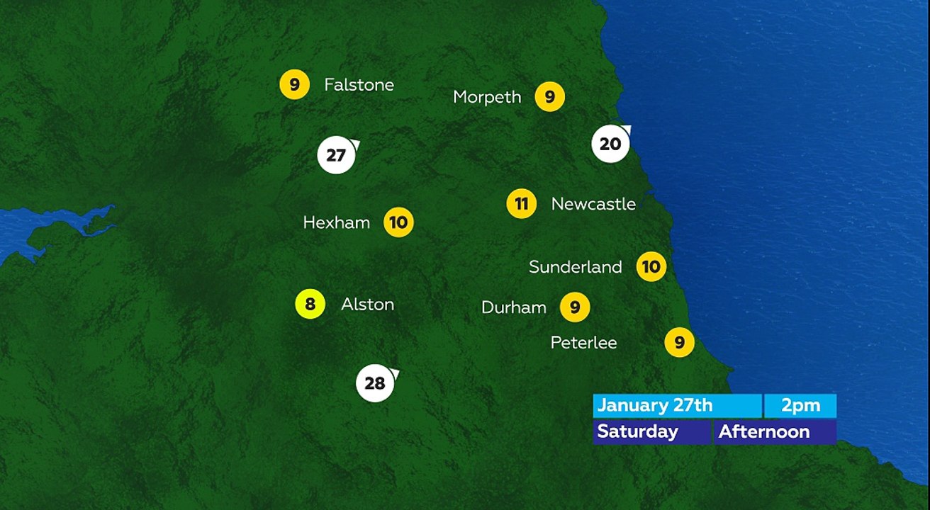 Tyne and Wear Evening Weather 26/01/18