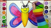Boyama Öğrenmek İçin Çocuklar İçin Renkli Boya Kelebeği Boyama Sayfası Çiz