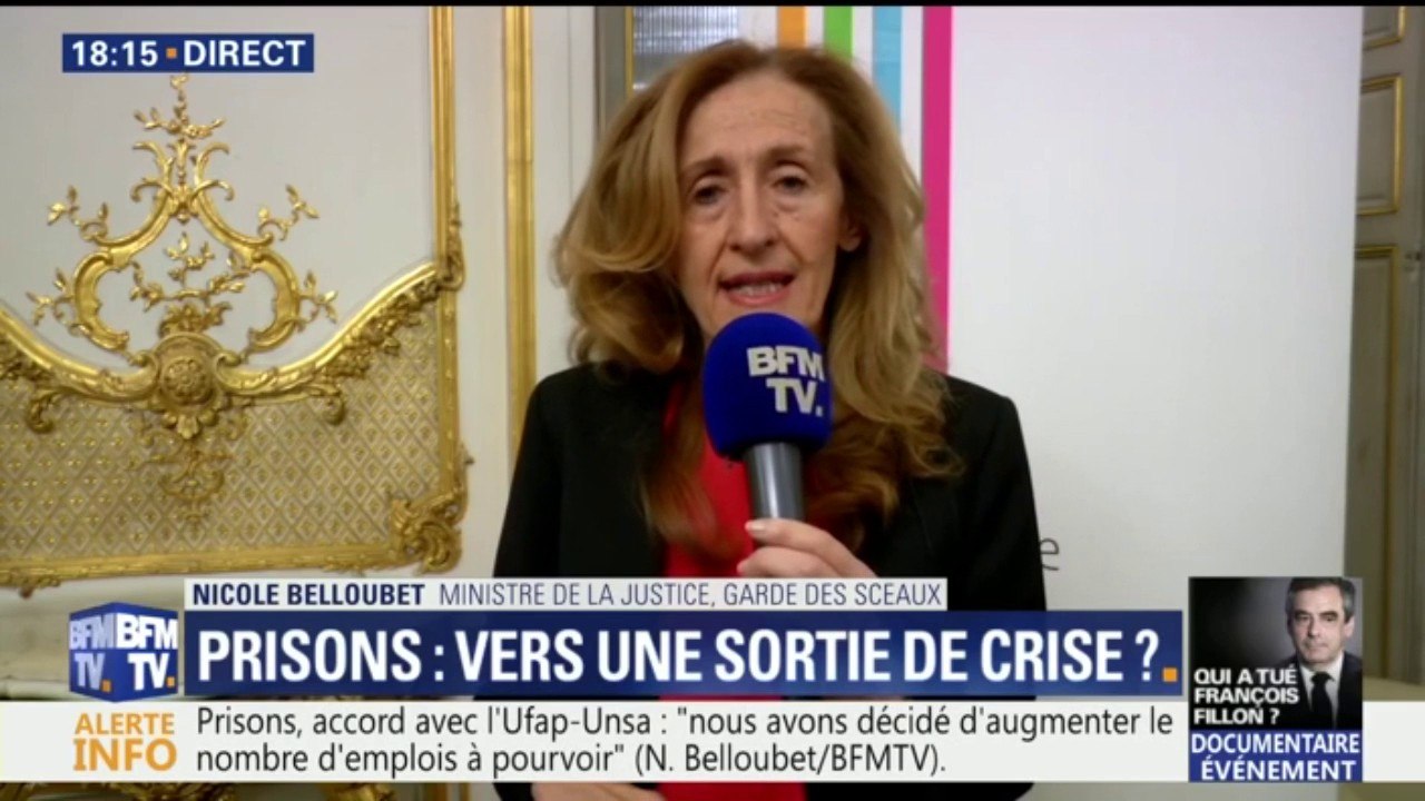 Nicole Belloubet "appelle les surveillants pénitentiaires à reprendre leur travail"