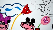 PEPPA PIG Coloring Book Pages Peppas Mickey Mouse Train Kids Fun Art Videos Kids Balloons Toys